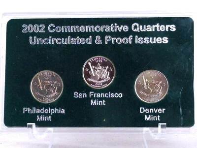 2002 TENNESSEE 3pc Set COMMEMORATIVE State Quarters: P & D=Uncirculated, S=Proof - Image 1 of 4