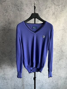 Suéter de punto con cuello en V Fred Perry para mujer talla L suéter de algodón púrpura - Imagen 1 de 12
