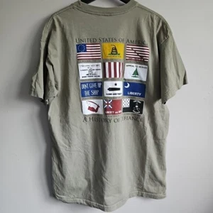 Military Green United States of America History of Defiance XL Short SleeveTee - Picture 1 of 9