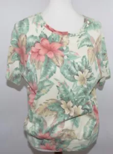 Vintage Private Line New York creme beige tropische Blumen Top Made in USA Damen M - Bild 1 von 8