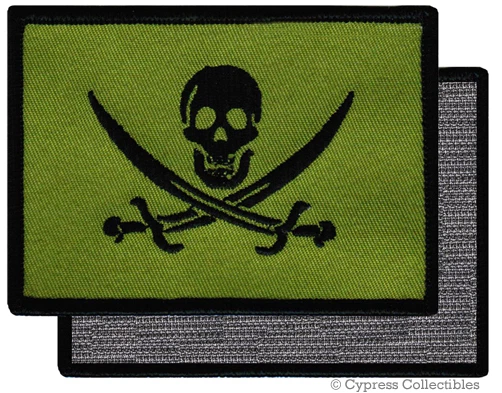 PARCHE BANDERA PIRATA JOLLY ROGER Calavera Verde Calico Jack con Cierre Marca VELCRO® Foto 1 de 1