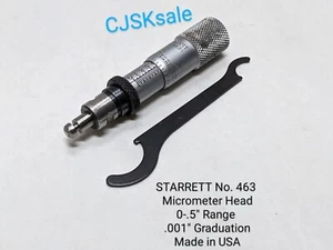 STARRETT No. 463 Micrometer Head 0-.5" Range .001" Graduation Made in USA (USED) - Picture 1 of 9