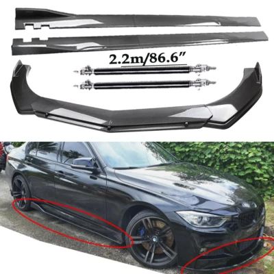 For BMW 320i 328i 330i F30 Carbon Fiber Front Bumper Lip Spoiler & Side Skirt - Image 1 of 4
