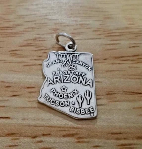 Sterling Silver 15x20mm Grand Canyon Copper Arizona State Charm - Picture 1 of 3