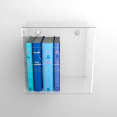 Mensola Cubo cm 20 in plexiglass trasparente espositore da parete - Immagine 1 di 4