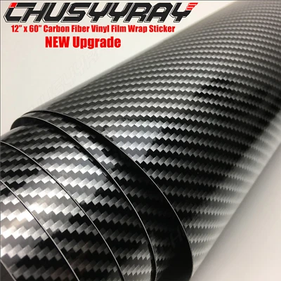12"x60" Carbon Fiber High Gloss Glossy Auto Vinyl Wrap Sticker Film For Cadillac - Image 1 of 4