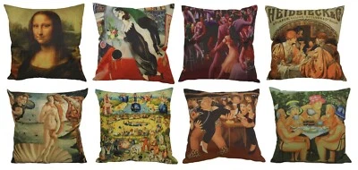 MONA LISA, BERYL COOK, BOTTICELLI, BOSCH, MARC CHAGALL CUSHION COVER CASE NEW