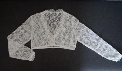 Dirndl Bluse Top Spitze Langarm weiß Gr. L 40-42 NEU - Bild 1 von 2