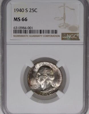 1940 S Washington Quarter MS 66 NGC - Image 1 of 2