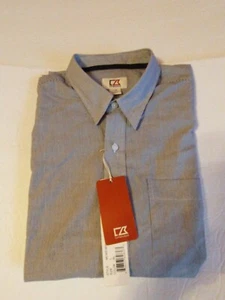 Cutter & Buck Button Down Men's Shirt Large Blue And Gray Striped Long Sleeve - Picture 1 of 6