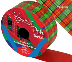 Tartan Florist ribbon 5cmX50m Full Roll Wedding Car Party Scottish Burns New Yr - Picture 1 of 1