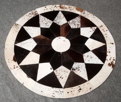 Cowhide Round Patchwork Carpet Handmade Cowhide Carpet  Home Décor Carpet 18 - Image 1 of 4