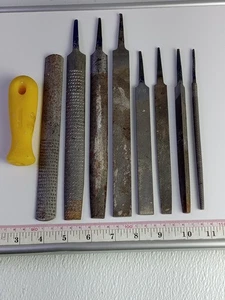 Lote de 10 limas de madera y metal tamaños surtidos más mango adjuntable - Imagen 1 de 11