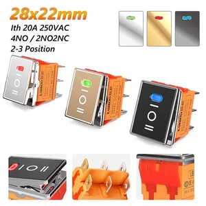 Interruptor basculante rectangular de luz LED 28x22 mm ON OFF 3 posiciones 20A tablero de coche barco - Imagen 1 de 17