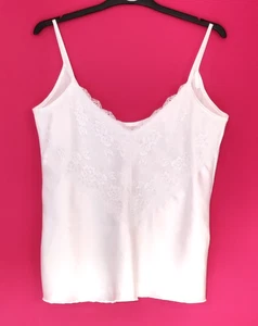 WUNDERSCHÖNES TRUE VINTAGE WEISSES TRÄGERTOP AUS SATIN & SPITZE – GRÖSSE 12-14 - Bild 1 von 5