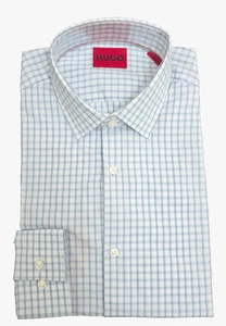 $98 Hugo by Hugo Boss Kenno Slim Fit 100% Cotton Dress Shirt Pastel Blue 15.5 in - Picture 1 of 2