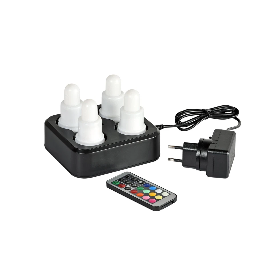 Duni 4er LED-Set Multicolour Wiederaufladbar mit Fernbedienung + Ladestation  - Bild 1 von 1