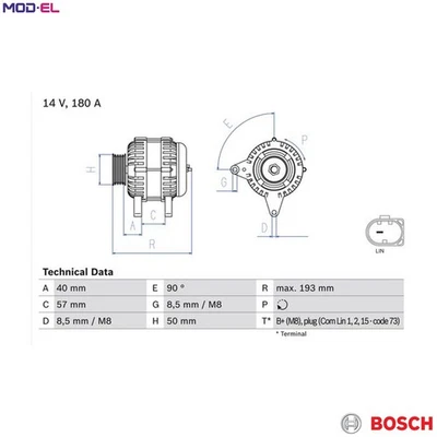 ALTERNATOR 0 986 083 850 FOR SKODA OCTAVIA/III/Combi SUPERB YETI KODIAQ  VW - Image 1 of 4