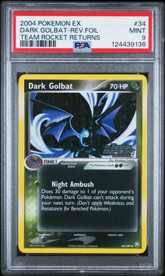2004 POKEMON EX TEAM ROCKET RETURNS #34 DARK GOLBAT-REVERSE FOIL PSA 9 - Image 1 of 2