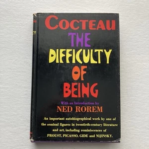 The Difficulty of Being by Jean Cocteau 1967 1st Ed. HC+DJ Intro by Ned Rorem - Picture 1 of 14