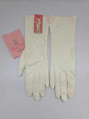 Guantes de mujer Crescendoe Caresse blancos a medida de nailon talla 6 adornados de colección nuevos con etiquetas Foto 1 de 4