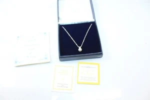 Vintage Genuine Pearl & Diamond Necklace In Solid Sterling Silver With Gift Box - Picture 1 of 9