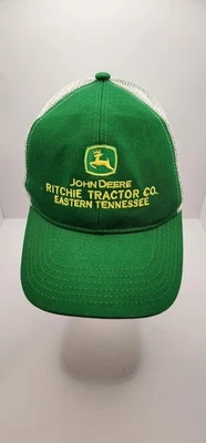 Gorra de camionero de béisbol de malla John Deere verde y blanca malla de suministro de tractor a presión Foto 1 de 4