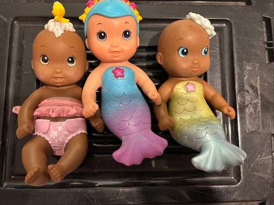 (3) VTG. Rare 2016 Waterbabies Wee Water Bath Mermaid Soft Body 7" Babies Lauer - Image 1 of 4