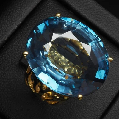 Anillos hechos a mano de plata de ley 925 de 31,65 quilates con topacio azul de Londres para regalos de viernes negro Foto 1 de 4