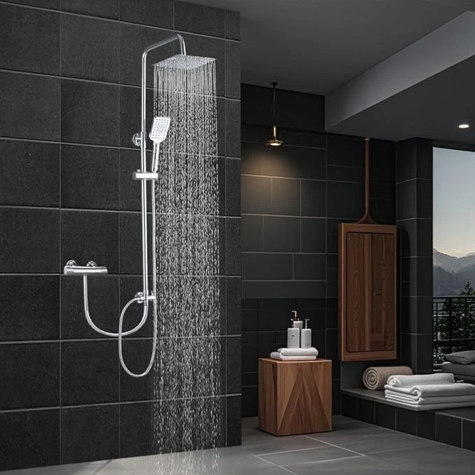 Duschsystem Duschset ohne Armaturen multifunktionale Handbrause quadratischer - Bild 1 von 4