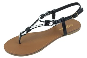 New Starbay Women's Fashion black/white flat thong woven Sandals #2223 US size 7 - Picture 1 of 1