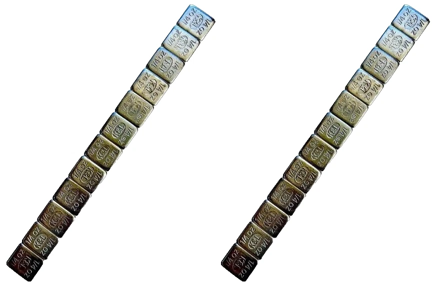 PESOS DE RUEDA CROMADOS 1/4 oz (7 gramos) adhesivo con respaldo 24 piezas 2 tiras #32-8120 Foto 1 de 1