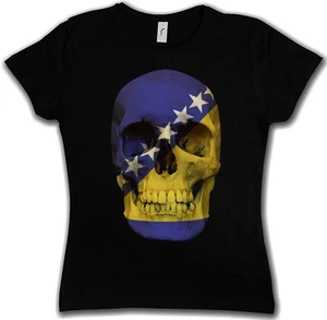 CLASSIC BOSNIA SKULL FLAG WOMAN GIRLIE GIRL T-SHIRT - Biker MC Banner - Bild 1 von 2