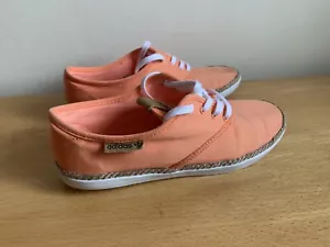 Adidas Adria PS niedrige Schnürung Pfirsich Synthetik Damen Espadrille Stil Plimsolls - Bild 1 von 7