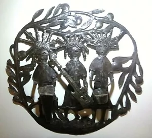 Metal Steel Art / Calypso Band 3D 24” Tall / Steel Drum Lid Wall Hanging - Picture 1 of 12