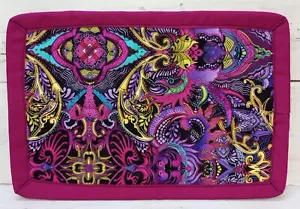 INTRICATE PINK PURPLE PAISLEY Handmade Quilted Mug Rug Personal Placemat - Picture 1 of 2