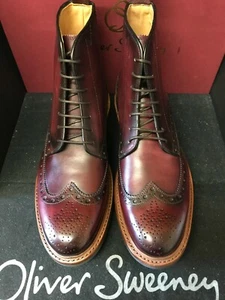 OLIVER SWEENEY, SIZE 9 ,BURGUNDY LEATHER ,COMMANDO SOLE , TRAIL BOOT , - Picture 1 of 12