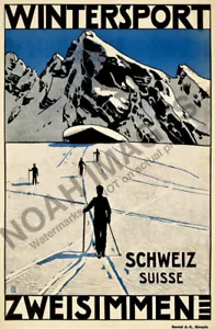 Wintersport Zweisimmen vintage swiss ski travel poster 16x24 - Picture 1 of 1