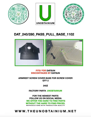 SE ADAPTA/PARA DATSUN 240z/260z/280z Apoyabrazos Tapa Tapa Base Snap (2 piezas) Foto 1 de 3