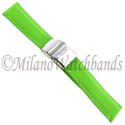 Banda de cierre de seguridad ajustable de cuero acolchado verde Milano Challange de 20 mm 3608 Foto 1 de 4