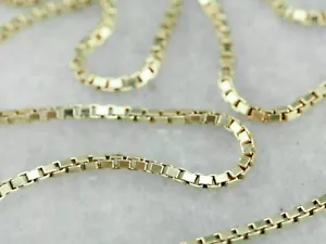 14K Solid Yellow Gold Box Chain Necklace Made In Italy - Picture 1 of 9