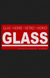 20 GLASS Labels Stickers Fragile handle with care Verre Glas Vetro Vidrio RED - Picture 1 of 2