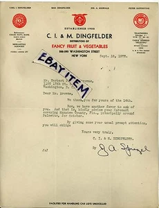 1932 LETTERHEAD J. A. SpiegeL NEW YORK Carl & Max Dingfelder FRUIT Saperstone - Picture 1 of 1