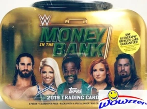 2019 Topps WWE Wrestling MONEY in the BANK Sealed MINI-BRIEFCASE TIN-AUTO/RELIC  - Picture 1 of 1