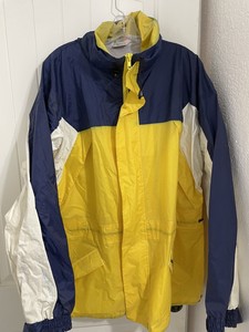 Vintage 90's Sears Card Exclusive Heavy Duty Rain Jacket Yellow blue Size XL