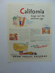 1946 UNION PACIFIC RAILROAD Benvenuto CALIFORNIA annuncio stampa - Foto 1 di 1