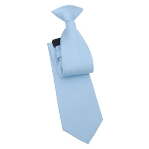 Eisblaue schlichte Herrenkrawatte formell Hochzeit moderner Stil zum Anklipsen von DQT - Bild 1 von 3
