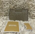 BNWT! Michael kors giftables coin pouch with ID leather pale gold Glitter