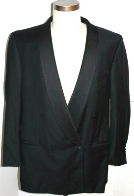 MEN'S ERMENEGILDO ZEGNA BLACK WOOL DOUBLE BREASTED TUXEDO JACKET! SWITZERLAND 44 - Image 1 of 4