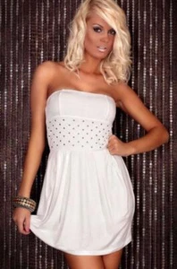 CUTE WHITE SEQUIN DRESS / TUNIC ___ Sizes: XS - M - Picture 1 of 4